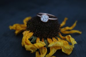 Old Mine cut cushion Moissanite 14k Rose Gold 6mm  Bezel Set  Diamond Alternative Engagement Ring, Made to order in 3-5 days