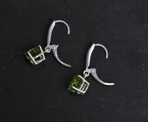 Peridot Dangle Earrings in Sterling Silver, Leverback, Big Peridot Earrings, Prong, August Birthstone, Ready to Ship