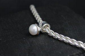 Sterling Silver Necklace with 10mm White Akoya Pearl Pendant, Natural White Pearl, Mother of the Bride Necklace, Ready to Ship Neckwear