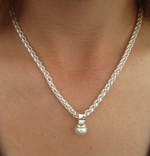 Sterling Silver Necklace with 10mm White Akoya Pearl Pendant, Natural White Pearl, Mother of the Bride Necklace, Ready to Ship Neckwear