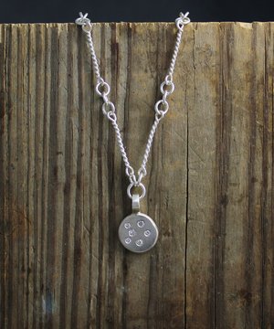 Pleiades Necklace, Handmade Silver Chain Link Necklace, Diamond Coin Pendant, Constellation Pendant, Eco Friendly, Ready to Ship Neckwear