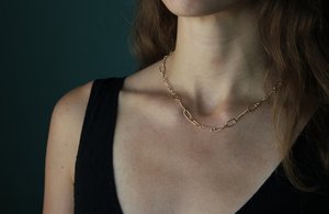 Handmade Gold Chain, Solid 14k Yellow Gold Chain Link Necklace, One of a Kind, R