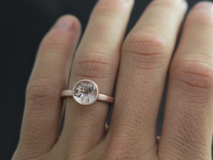 Ships today in your size Morganite 14k Rose Gold , 8mm, Bezel Set, Peekaboo, Open Gallery, Anniversary Ring, Pink, Ready to Ship Size 7.25