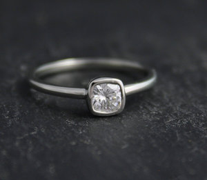 4.5mm Moissanite in 14k White Gold, Forever One Moissanite, Diamond Alternative