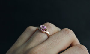 Ships today in your size Pink Sapphire Marquise Ring,  Rose Gold Marquise East West Ring, Engagement Wedding Set, Made to order