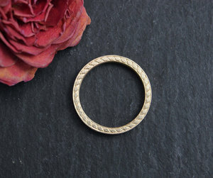 Vintage Inspired 14k Yellow Gold Ring, Textured 14k Yellow Gold Band, Wedding Band, Gold Stacking Ring, Ready to Ship Size 6.25