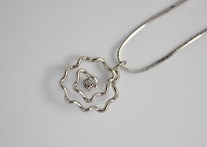 14k White Gold Diamond Pendant, Free Form Rose Pendant, Spiral Pendant, One of a Kind, April Birthstone, Ready to Ship Neckwear
