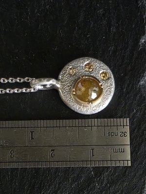 Desert Diamond Coin Pebble Necklace, 18k Yellow Gold silver Diamond Pendant, Conflict Free Eco Friendly Gold Necklace, Ready to Ship OOAK