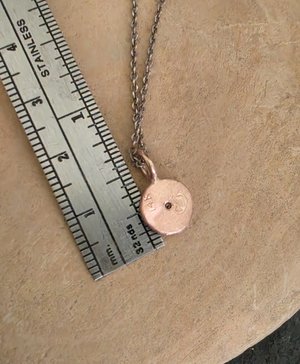 Pink Lab Diamond Coin Pebble Necklace, Handmade 14k gold Pendant,  Diamond Disc Pendant, Ready to Ship Neckwear