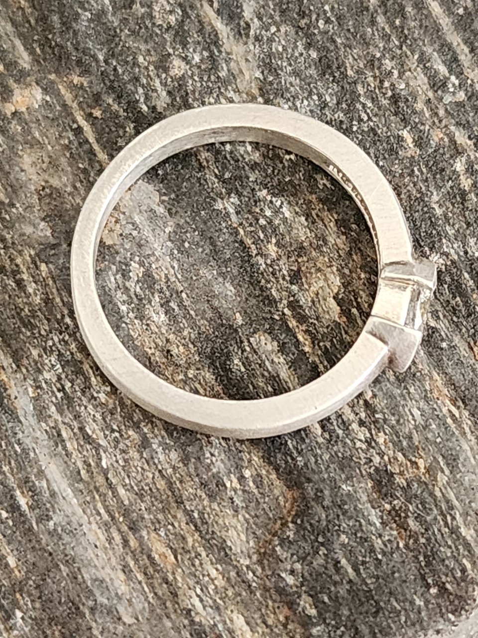 Diamond Marquise Ring in Sterling Silver, East to West Marquise, Half Bezel, Eng