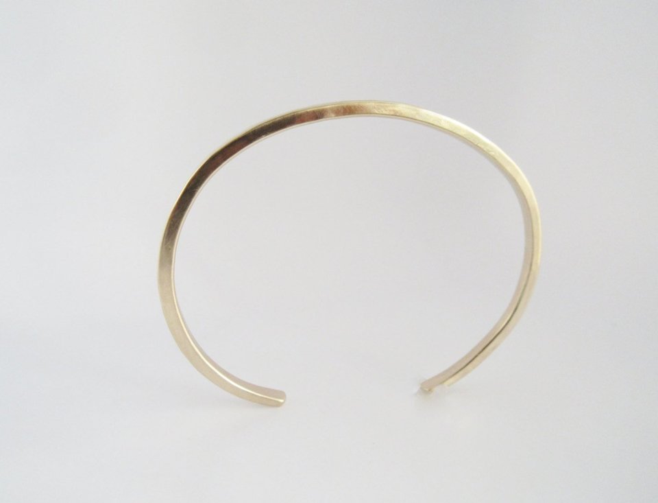 14k Yellow Gold Bracelet, Handmade Gold Bracelet, Cuff Bracelet, Thin Gold Cuff, Recycled Gold, Ready to Ship Bracelet