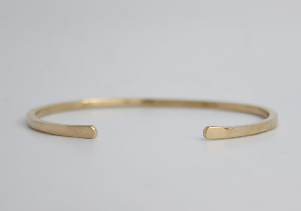 14k Yellow Gold Bracelet, Handmade Gold Bracelet, Cuff Bracelet, Thin Gold Cuff, Recycled Gold, Ready to Ship Bracelet