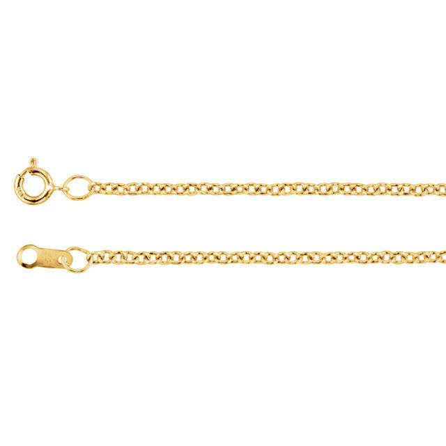 14k Yellow Rose White Gold solid Cable Chain, 1.5mm, 18 inches, Yellow Gold Chain, Chain for pendant, Minimalist, Simple, Ready to Ship