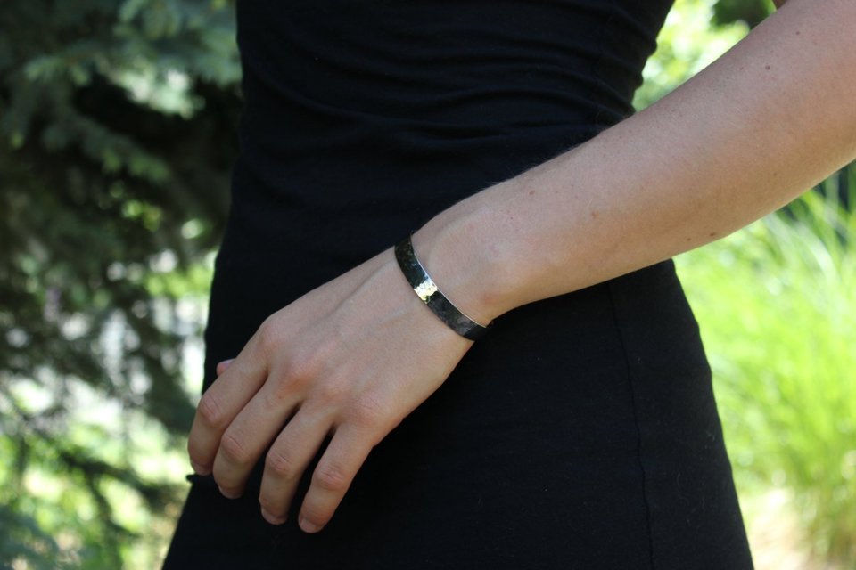14k White Gold Hammered Cuff Bracelet - Recycled Gold - Hammered Gold - Eco Friendly - Made to Order