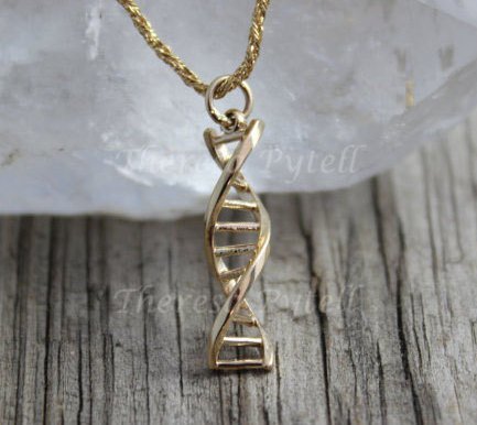 Double Helix DNA  14k Yellow Gold pendant, gift for science, Science Graduation Gift, Gift for Scientist, Biologist Gift