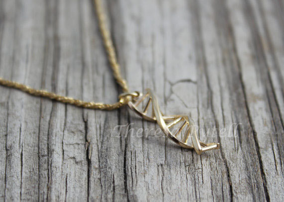 Double Helix DNA  14k Yellow Gold pendant, gift for science, Science Graduation Gift, Gift for Scientist, Biologist Gift