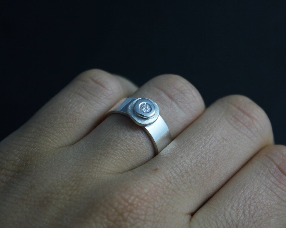 Cairn Rock Ring, Diamond Stacking Ring, Inspired by Nature, Organic Ring, Eco Fr