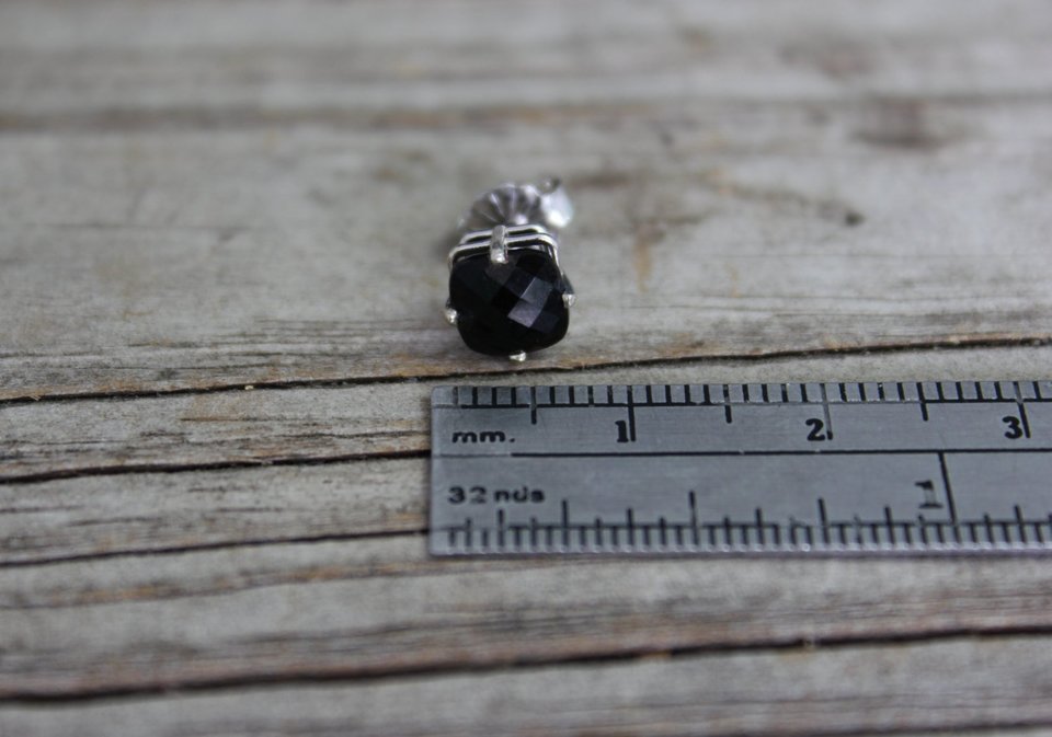 Black Onyx 14k White Gold Stud Earrings - 6mm Black Onyx Studs - Gemstone Earrings - Ready to Ship