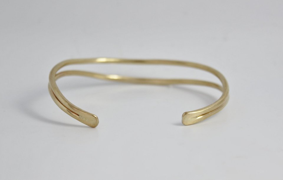 14k Yellow Gold Cuff Bracelet, Handmade Solid Gold Bracelet, Gold Cuff, Organic Free Form Cuff, Made to order