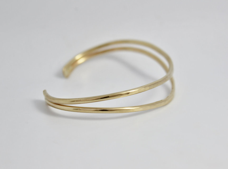 14k Yellow Gold Cuff Bracelet, Handmade Solid Gold Bracelet, Gold Cuff, Organic Free Form Cuff, Made to order