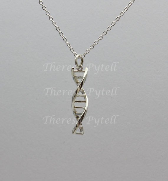 14k White Gold DNA Pendant, DNA Jewelry, Double Helix, Eco-Friendly Gift for Sci