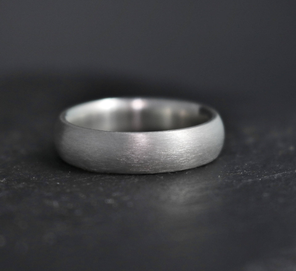 5mm Sterling Silver Wedding Band, 5mm Wide Band, Comfort Fit, Matte Brushed Finish, Wedding Band, Ready to Ship Size 7