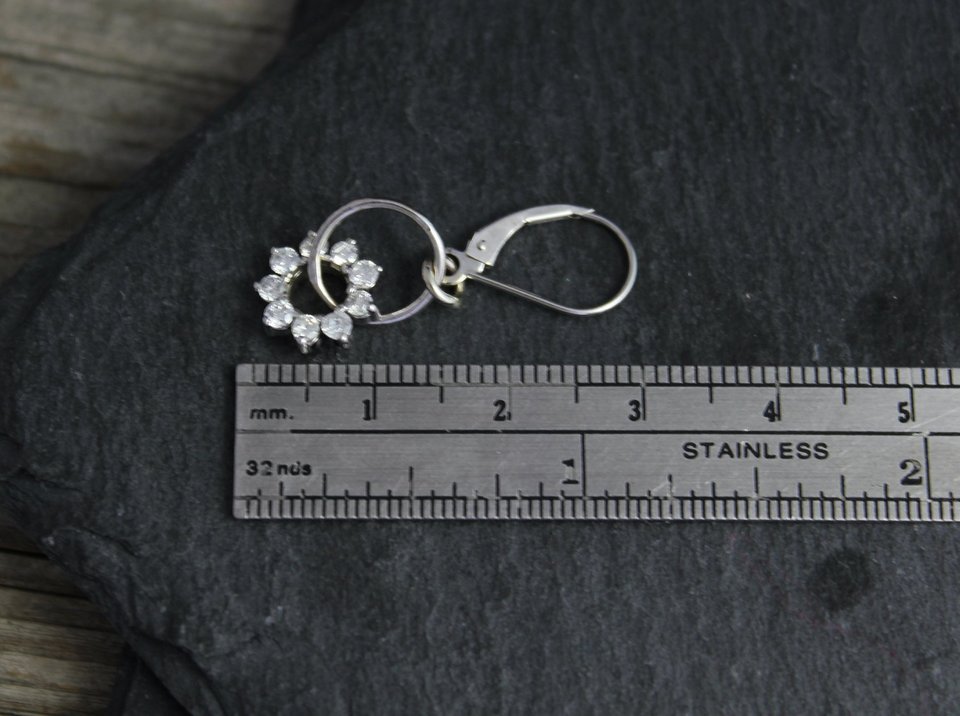 14k White Gold Diamond Dangle Earrings, Conflict Free Diamond Earrings, Drop Diamond Earrings, Ready to Ship