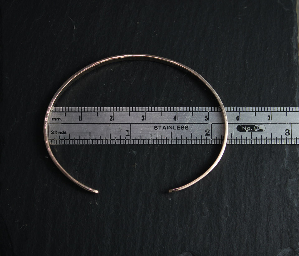 Recycled 14k rose gold hand forged cuff bracelet Handmade bracelet hammered gold Rose gold bracelet wedding gift