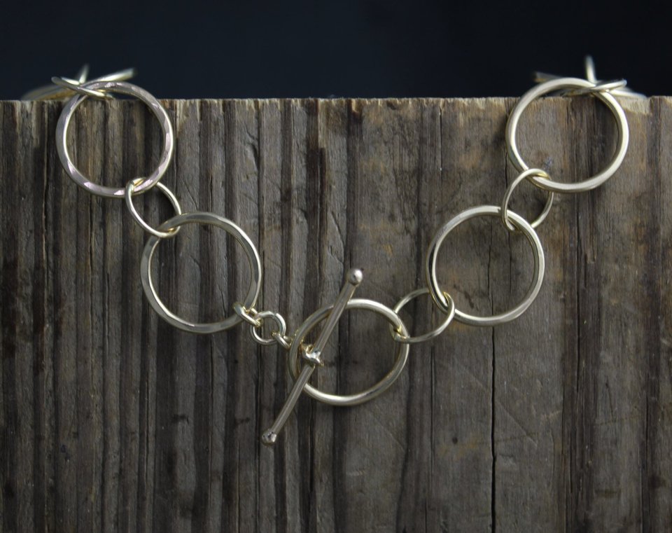 Handmade 14k Yellow Gold Chain, Recycled 14k Gold, Handmade Chain Link Necklace, Circle Chain, Circle Necklace, Ready to Ship Neckwear
