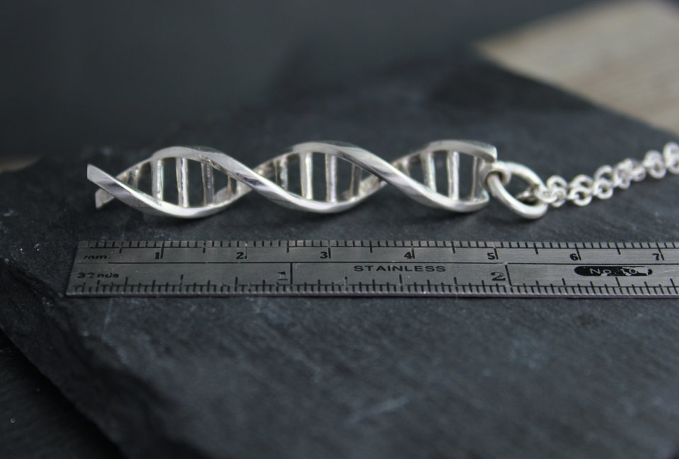 Large DNA  Pendant, Dna Pendulum, Gift For Scicence, 2" Long DNA Pendant, Solid Sterling Silver Double Helix, Ready to Ship