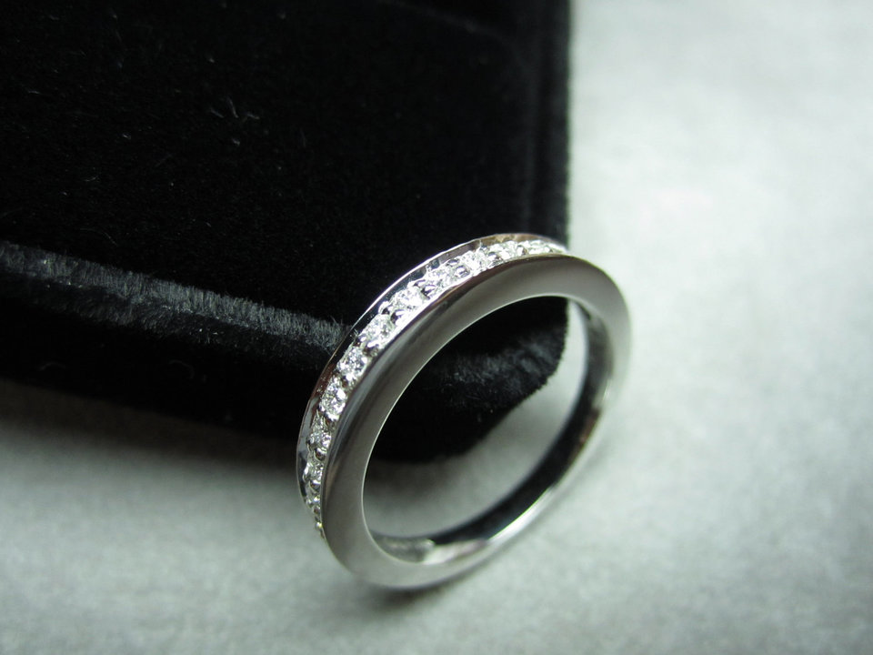 14k White Gold Diamond Wedding Band , Anniversary Ring, Eco Friendly, stackable