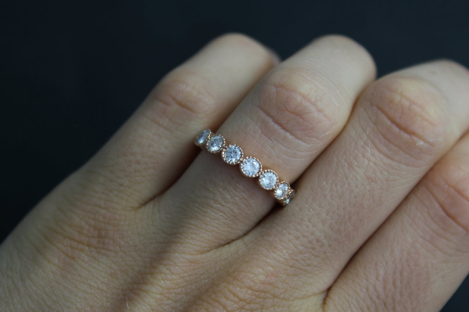 Vintage Inspired 14k Rose Gold Moissanite Ring - Charles and Colvard Moissanite - Engagement Ring - Wedding Ring - Made to order