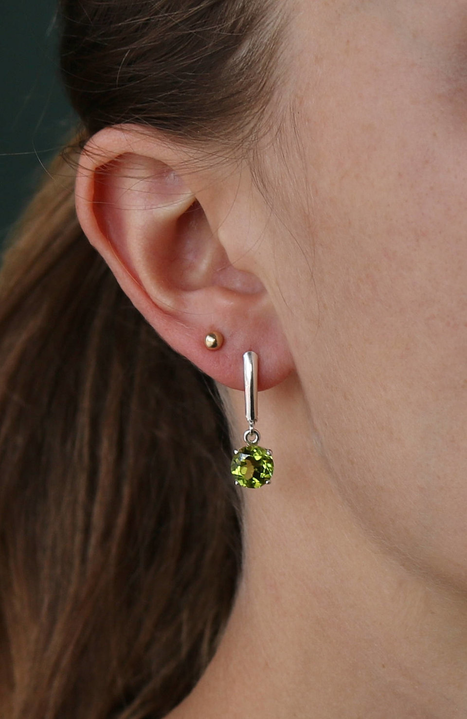 Peridot Dangle Earrings in Sterling Silver, Leverback, Big Peridot Earrings, Prong, August Birthstone, Ready to Ship