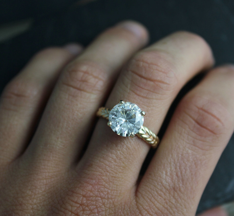 ships today in your size 10mm Forever Brilliant Moissanite in 14k Yellow Gold Braided Band Prong Setting Forever Brilliant Moissanite
