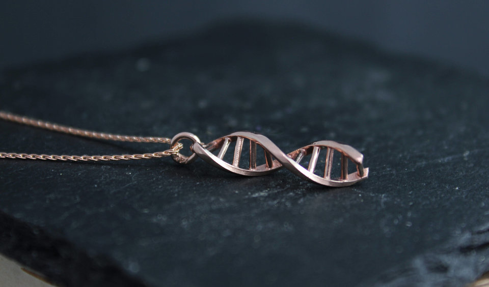 14k Rose Gold DNA Pendant, DNA Jewelry, Double Helix, Eco-Friendly, Gift for Sci