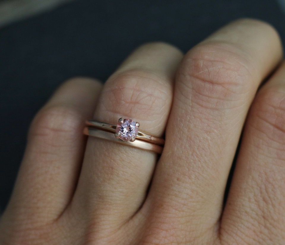 14k Rose Gold Morganite Ring, Vintage Inspired, Solitaire Morganite, Alternative