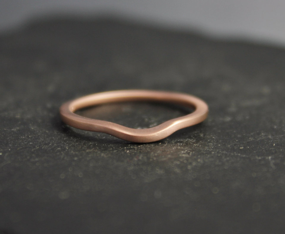 14k Rose Gold Wedding Band, Contour Band, Matching Band, Bridal Set, Wedding Set, Eco Friendly, Ready to Ship Gold Ring