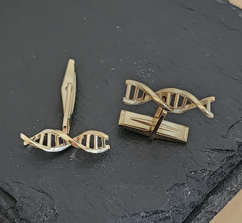 14k gold cuff links cufflinks gift for science DNA jewelry
