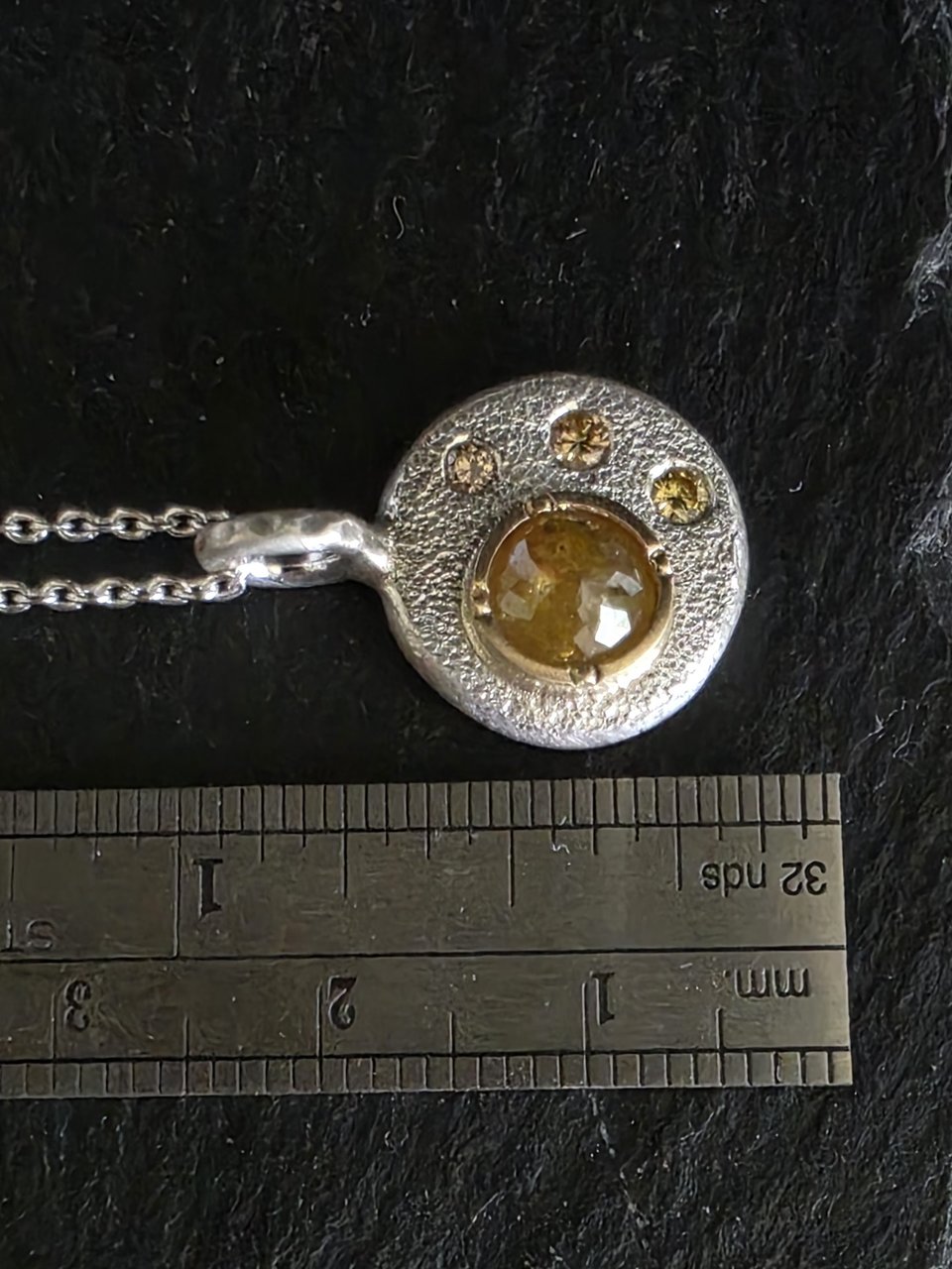 Desert Diamond Coin Pebble Necklace, 18k Yellow Gold silver Diamond Pendant, Conflict Free Eco Friendly Gold Necklace, Ready to Ship OOAK