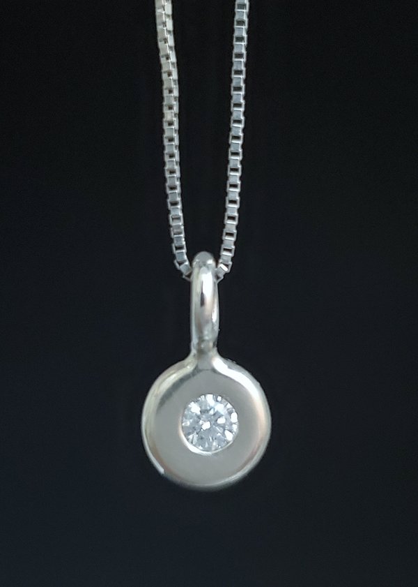 14k White Gold Diamond Coin Pebble Necklace