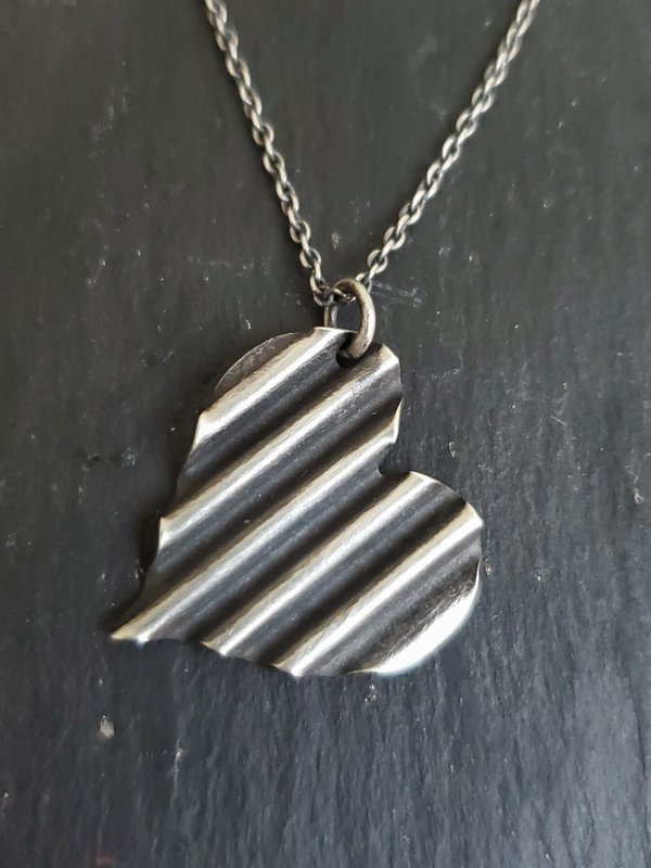 sterling silver pendant necklace pendant corrugated heart