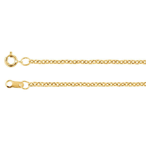 14k Yellow Rose White Gold solid Cable Chain, 1.5mm, 18 inches, Yellow Gold Chain, Chain for pendant, Minimalist, Simple, Ready to Ship