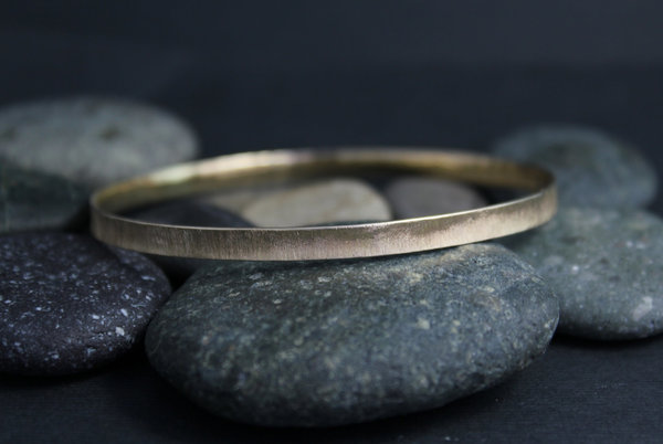 14k Brushed Yellow Gold Bangle Bracelet, Solid Gold Bracelet, Handmade Bangle, H