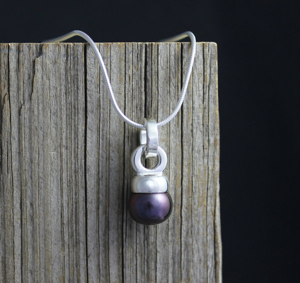 Natural Grey Akoya Pearl Pendant, Sterling Silver Pendant, Unique Pendant Design, One of a Kind, Mother of the Bride, Ready to Ship Neckwear