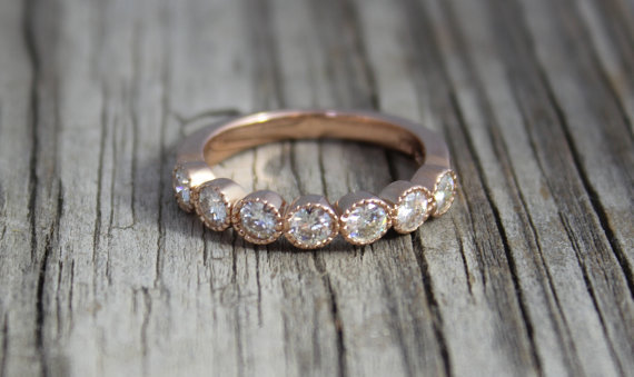 Vintage Inspired 14k Rose Gold Moissanite Ring - Charles and Colvard Moissanite - Engagement Ring - Wedding Ring - Made to order