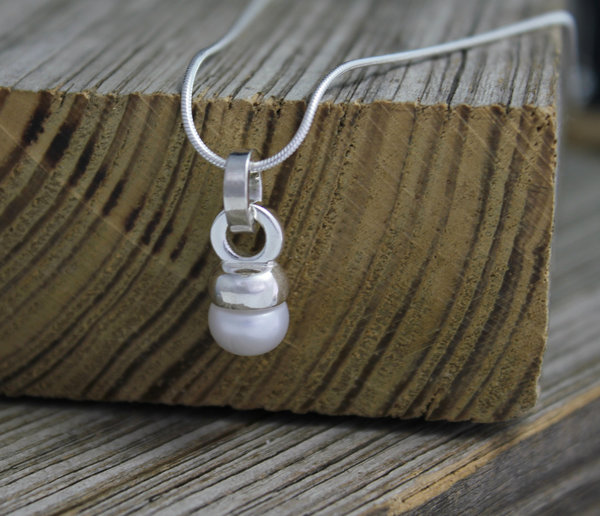 White Akoya Pearl Pendant - Sterling Silver Pendant - Unique Pendant Design - Ready to Ship - one of a kind