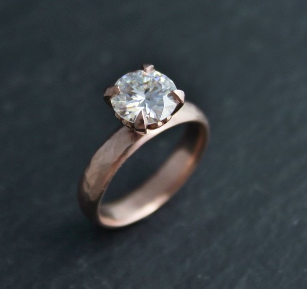Ships today in your size 8mm Moissanite in 14k Rose Gold, Romance Ring,  Prong Ring,  Forever Brilliant Moissanite, Ready to Ship 6.25